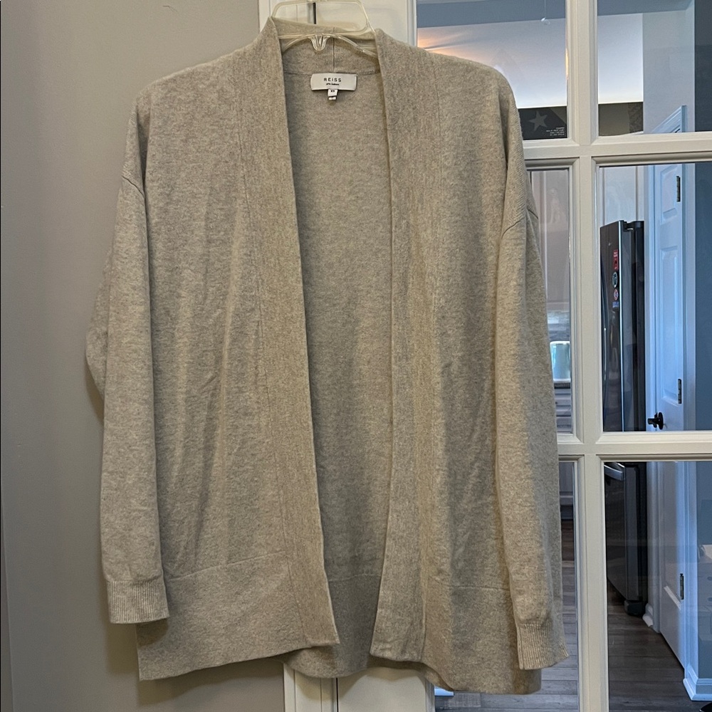 Reiss Light Gray Open-Front cashmere Women's Cardigan XS